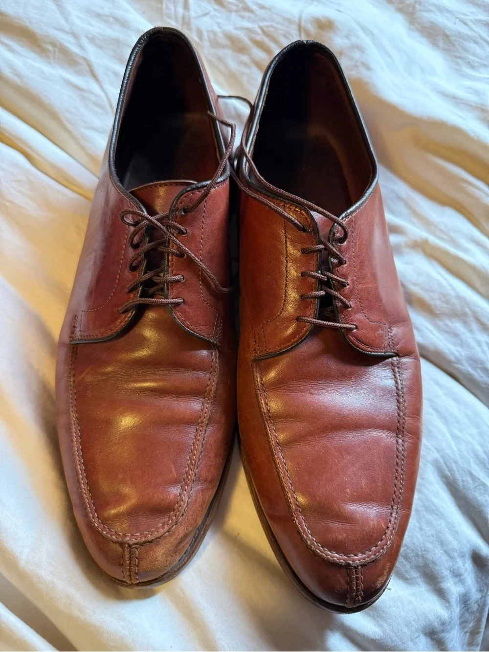 Vintage Allen Edmonds LaSalle Split Toe Derby Shoes Men's 10D Brown Leather USA